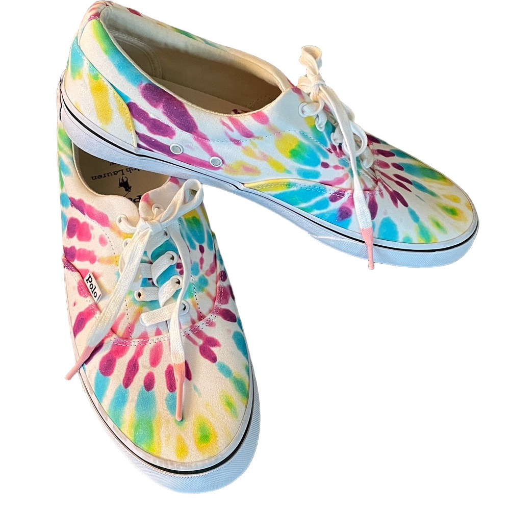 POLO RALPH LAUREN Tie-Dye Sneakers , Men’s US 11, White Multi-color